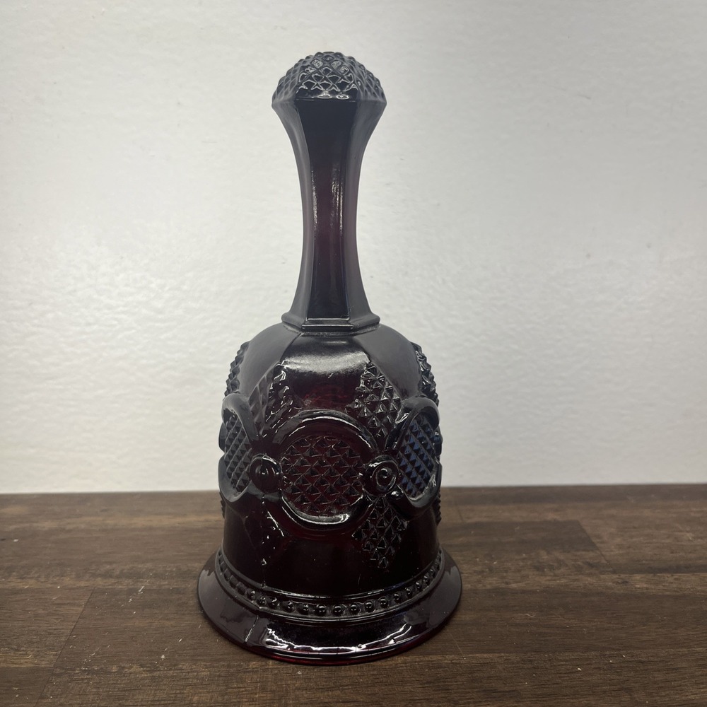 Avon 1876 Cape Cod Collection Hostess Bell Ruby Red Glass 6.75" Vintage Gothic